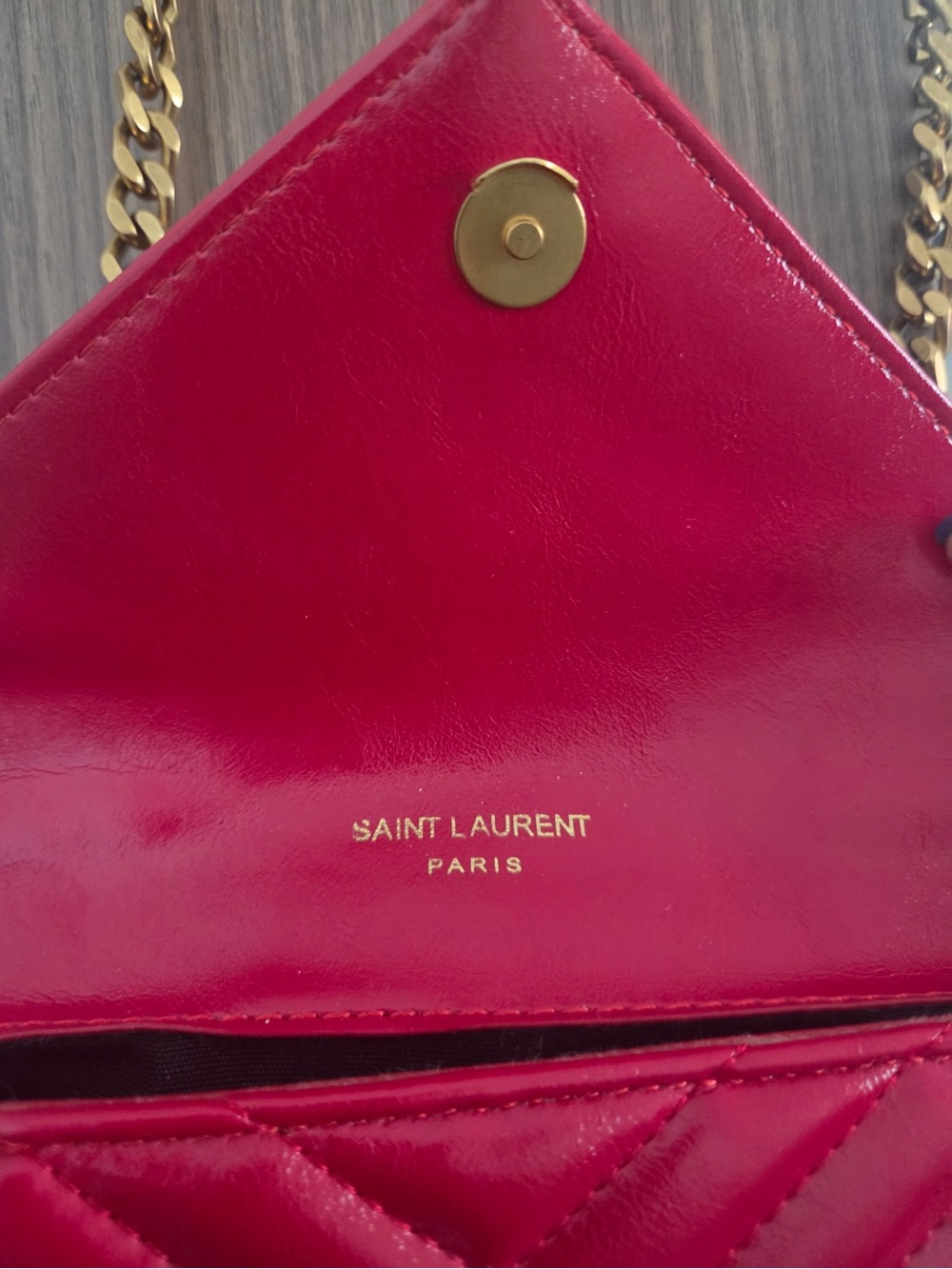 Saint Laurent Red Leather Chain Crossbody Bag - Picture 6 of 9